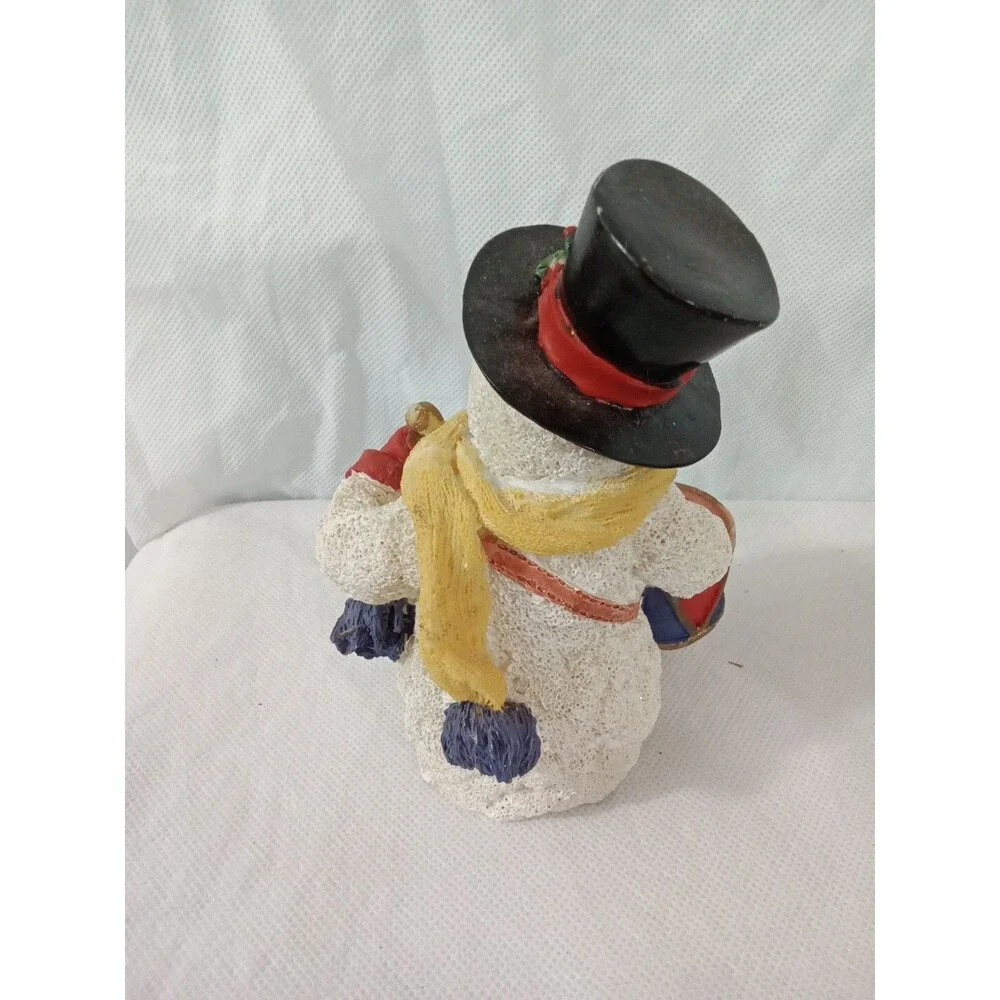 Snowman Figurines Vintage Resin Red White‎ Yellow Drum Christmas Holiday